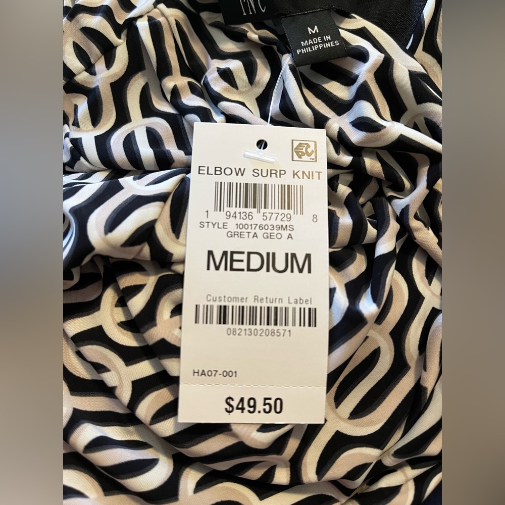 NWT INC International Concepts Women’s Ruched-Waist Elbow-Sleeve Top M - Picture 4 of 4